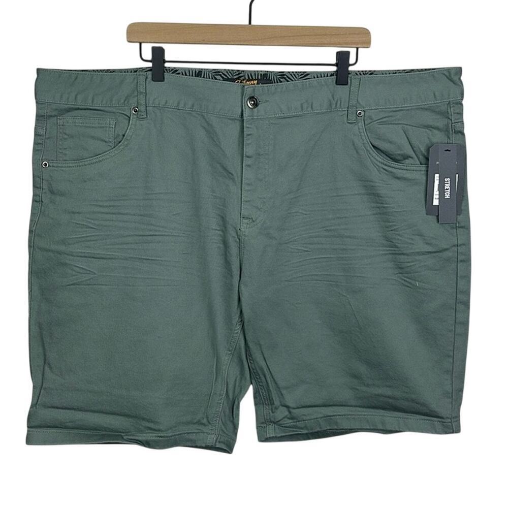 Johnny Bigg Men's 48 Big & Tall Sage Green Colton Palm Print Denim Shorts NWT